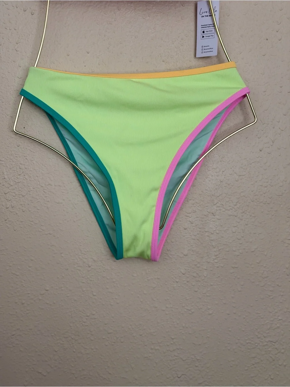 NEW | Cupshe x JDD Kittenish | Sunlit Bliss Neon Colorblock Bikini Set - Size S